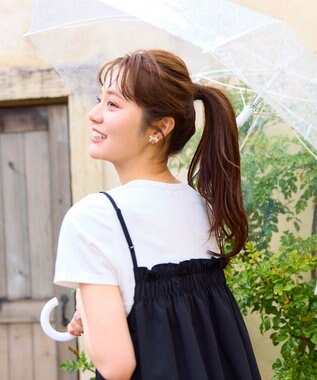 Feroux 【洗える】レイヤード風 ギャザーワンピース ブラック系