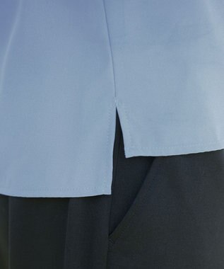 Tiaclasse 【洗える】ねじりリボン袖ブラウス ブルー