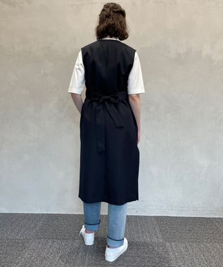 自由区 【接触冷感・速乾・UVカット・撥水・防シワ】リネンライクツイル ロングジレ ネイビー系