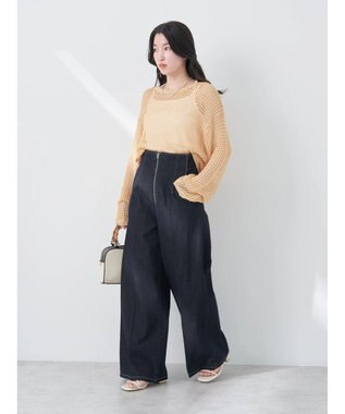 earth music&ecology レーシーニットプルオーバー Orange