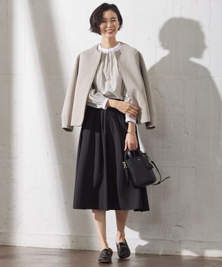 J.PRESS LADIES 【洗える】ソフトブロード ランダムタック スカート ブラック系