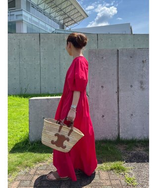 Green Parks ボリューム袖ロングワンピース Red