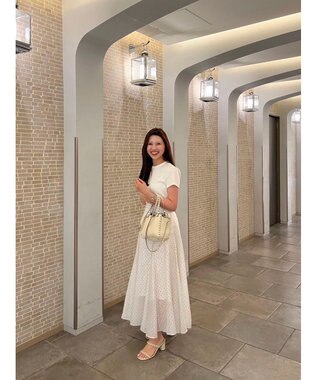 Green Parks AnriettMusee ドットフレアーロングスカート Off White