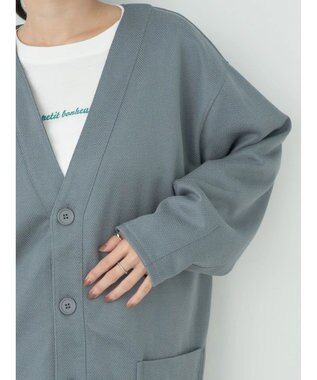 earth music&ecology ヘリンボーン調Ｖネックカーディガン Blue Gray