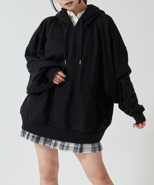 WEGO 【SCHOOLITEM】ルーズフィットプルパーカー ブラック