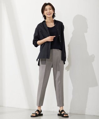 J.PRESS LADIES 【セットアップ対応・洗える・UVケア・速乾】 OXIJEWELストレッチ テーパード パンツ ライトグレー系