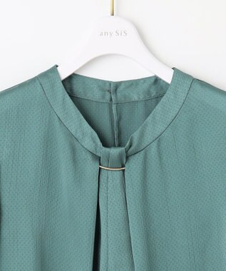 ANY SIS 【洗える】メタルパーツボウタイ ブラウス 長袖 スモーキーグリーン