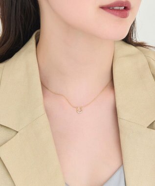 Phoebe <オンワード限定セット>【金属アレルギー対応】リッチラインフォースシューネックレス×ワンタッチビジューフープミニピアス/サージカルステンレス ゴールド