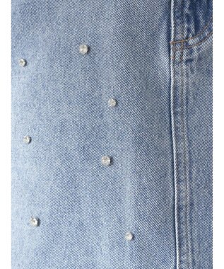 earth music&ecology ビジューデニムミニスカート Light Indigo