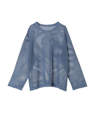 earth music&ecology ラメメッシュプルオーバー Blue