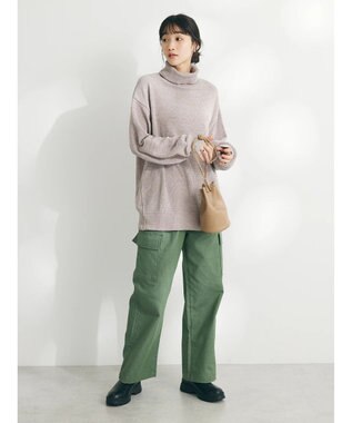 CRAFT STANDARD BOUTIQUE 洗えるコードモールタートルネックプルオーバー Gray Beige