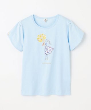 組曲 KIDS 【150-160㎝】ひまわりブーケ Tシャツ サックスブルー