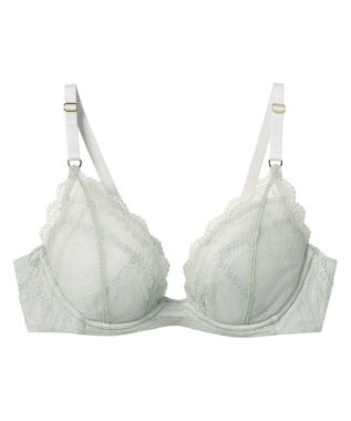 une nana cool リニューアル【綿混】ビタードットコットン 3/4カップブラ セージグリーン