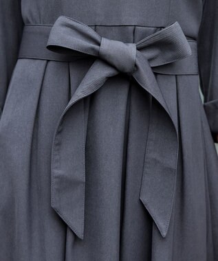 Tiaclasse L 【洗える】花柄刺繍フレアワンピース チャコールグレー