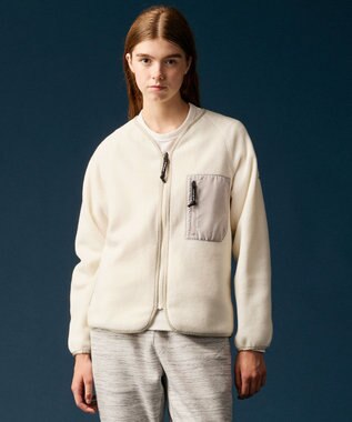JOSEPH ABBOUD MOUNTAIN 【軽量】ライトフリースカーディガン アイボリー系