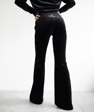 WEGO 【SETUP対応ITEM】ハイウエストベロアパンツ ブラック