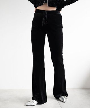 WEGO 【SETUP対応ITEM】ハイウエストベロアパンツ ブラック