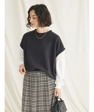 CRAFT STANDARD BOUTIQUE 起毛ワッフルレイヤード風プルオーバー Black