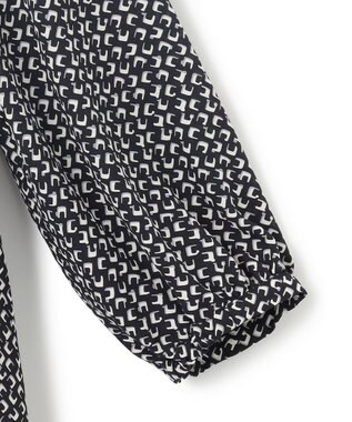 23区 L 【洗える】モダンジオメトリックプリント ワンピース ブラック系