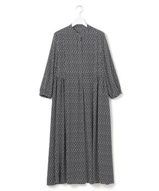 23区 L 【洗える】モダンジオメトリックプリント ワンピース ブラック系