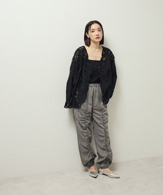 Green Parks ・ＥＬＥＮＣＡＲＥ　ＤＵＥ　レーシーカーディガン Black