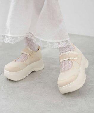 WEGO フリルベルクロシューズ ホワイトアイボリー