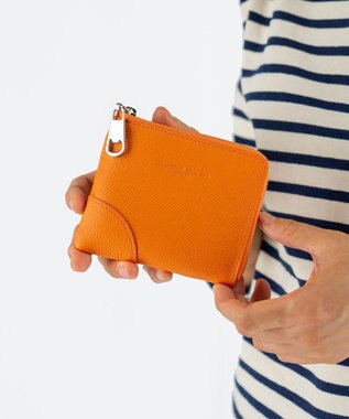tsumori chisato CARRY ラックスtcネーム 2つ折り財布 L字ファスナー ミニ財布 オレンジ