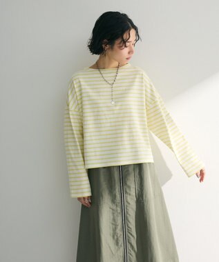 Green Parks ボックスシルエットボーダープルオーバー Yellow