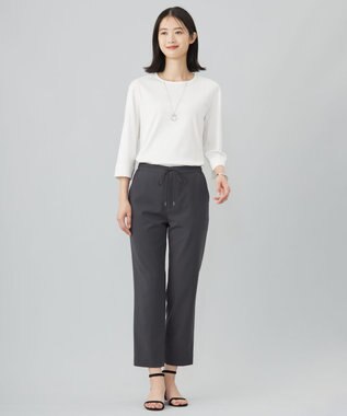 J.PRESS LADIES 【洗える】PLAIN WEAVE トロ  テーパード パンツ スレート系