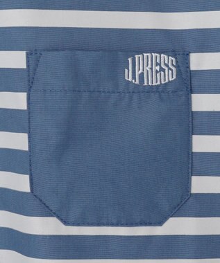 J.PRESS KIDS 【140-170cm】TCブロード パネルボーダープリント シャツ ダルブルー系
