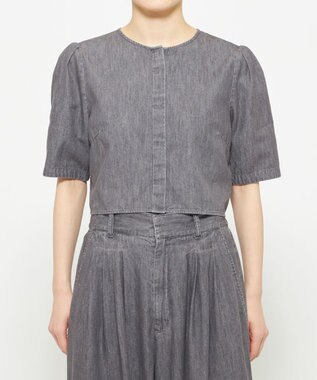 uncrave ライトデニム パフスリーブブラウス グレー