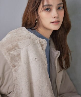 Tiaclasse 【リバーシブル】キルティングエコファー2WAYブルゾン アイボリー