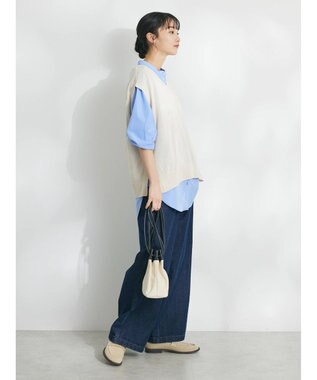 CRAFT STANDARD BOUTIQUE 【洗える】ニットベスト+バンドカラーシャツSET-B Ivory