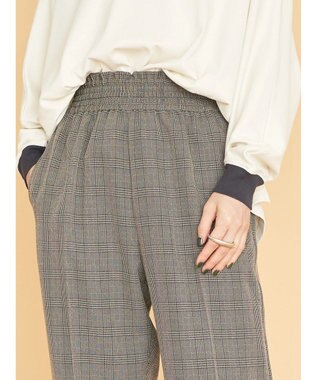 AMERICAN HOLIC ウエストイージーストレートパンツ Check Black