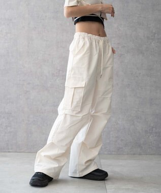 WEGO 【ウエストゴム】イージーパラシュートカーゴパンツ オフホワイト