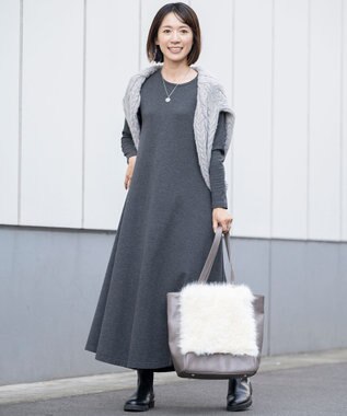 23区 S 【Sサイズ限定】ヴィスコースストレッチ フレアワンピース グレー系