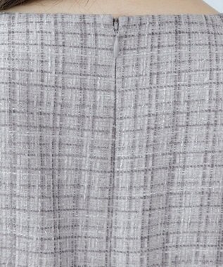 Tiaclasse 絶妙なMIXカラーのツイード素材で存在感溢れるタックワンピース グレー