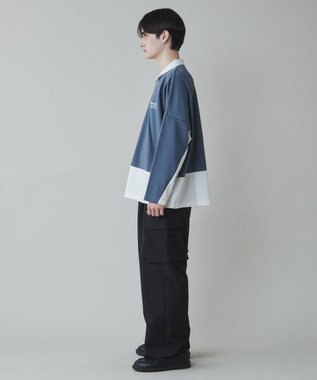 WEGO ドルマンポンチハーフジップロンT ブルー