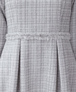 Tiaclasse 絶妙なMIXカラーのツイード素材で存在感溢れるタックワンピース グレー