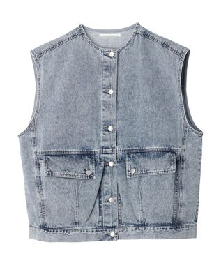 Green Parks ・ＥＬＥＮＣＡＲＥ　ＤＵＥ　ノーカラーデニムベスト Blue