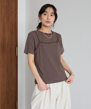 CRAFT STANDARD BOUTIQUE 2点セット/ボーダーキャミ+Tシャツ Brown