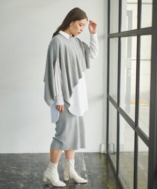 #Newans 【洗える】コットンウールニットセットアップ グレー系