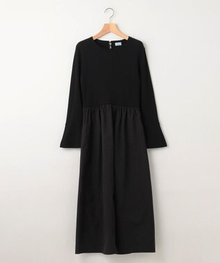 組曲 【WEB限定】リブニットコンビワンピース ブラック×ブラック系