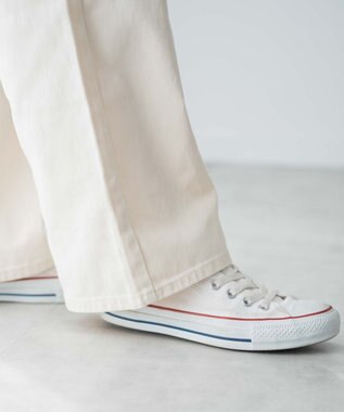 WEGO カラーウエストフィットワイドストレートパンツ オフホワイト