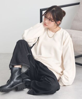 earth music&ecology サイドリブロゴスウェット Ivory