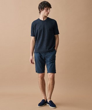 JOSEPH ABBOUD 【フランス産リネン×尾州の技術・清涼感】ノルマンディリネントップジャージー Vネック Tシャツ ネイビー系