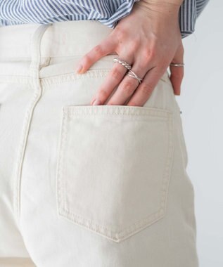 WEGO カラーウエストフィットワイドストレートパンツ オフホワイト