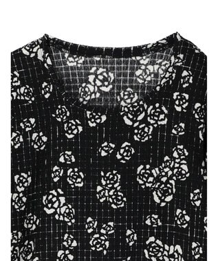 Green Parks ■ＥＳＣＡＲ　Ｕネッククレープカットプルオーバー Flower Black