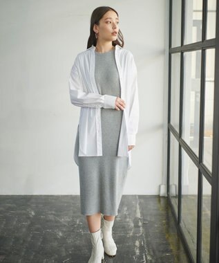 #Newans 【洗える】コットンウールニットセットアップ グレー系