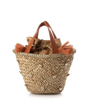 UNBILLION kakatoo ビジュー付きカゴバッグ オレンジ